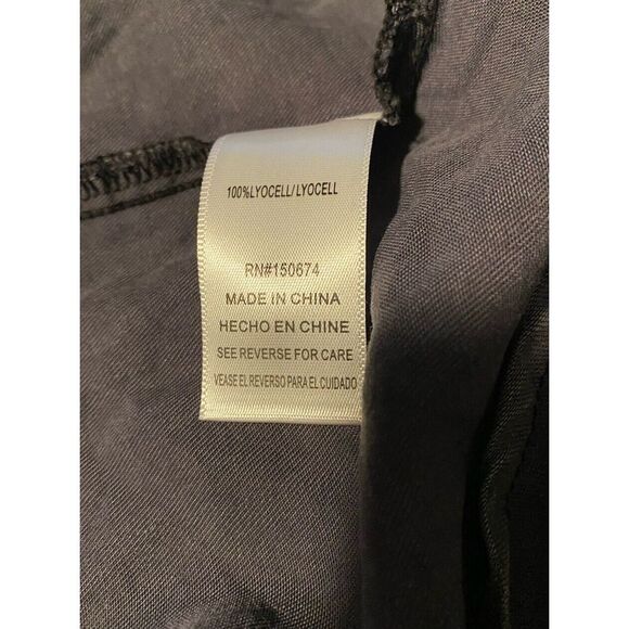 Billy T Button Down Long Sleeve Washed Black 100% Lyocell Dress Sz M Roll Tab - Picture 3 of 8